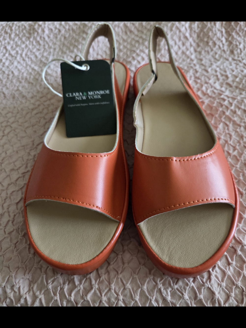 Clara & Monroe Orange Slingback Sandals for Women